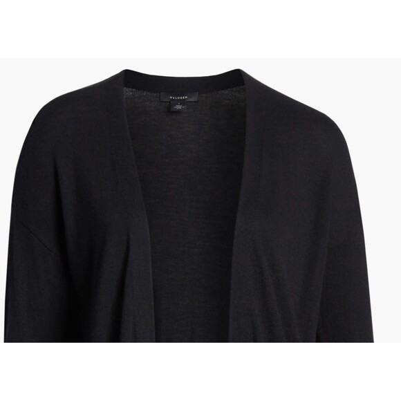 Nordstrom Halogen Open Front Cardigan Womens (S) + Pockets, Black Stretch - Picture 5 of 7
